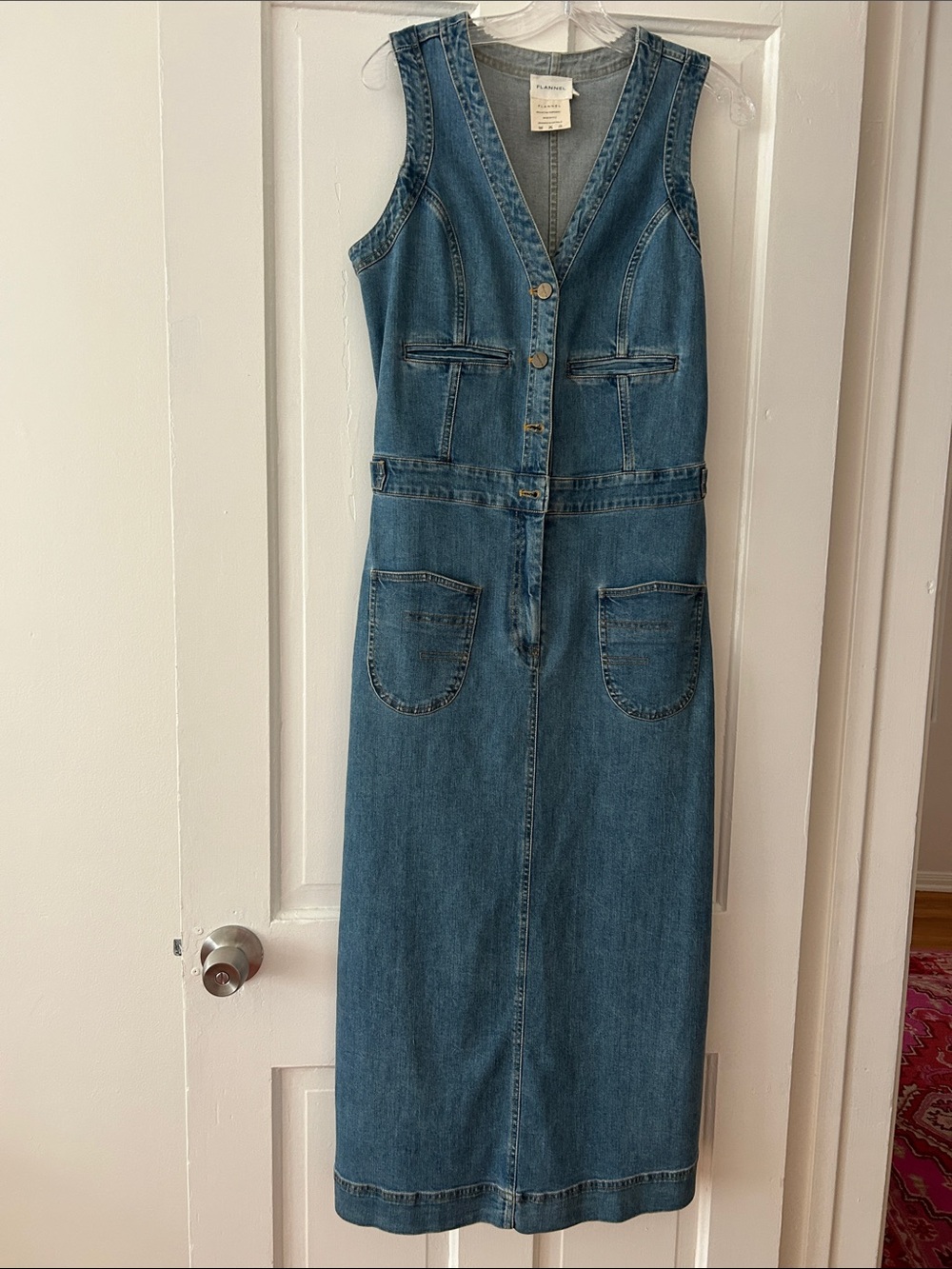 Sleeveless Denim Maxi Dress in Blue